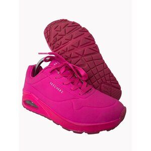 Skechers Girls Size 4.5 Street Uno Night Shades Hot Pink Sneakers Excellent cond